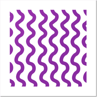 Purple vertical wavy curly lines pattern Posters and Art